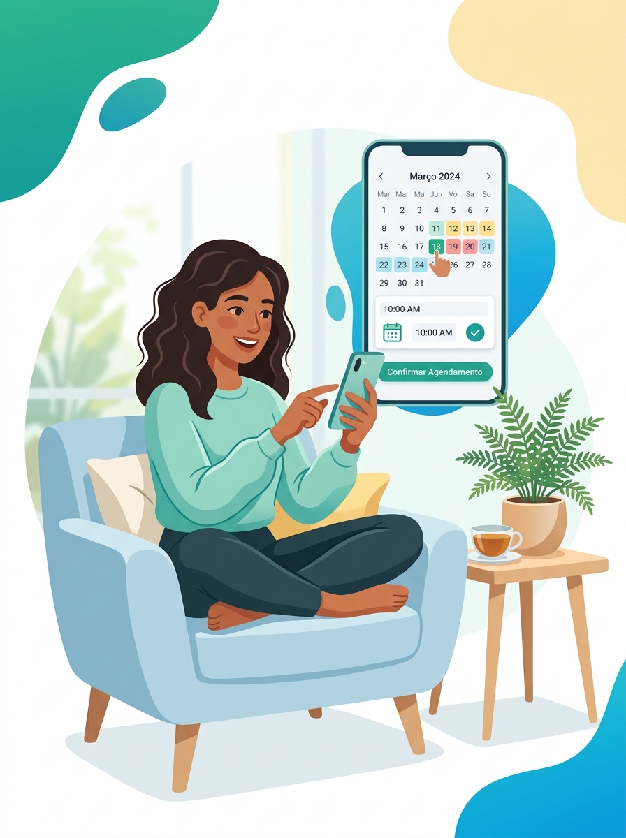 Tela do app Saúde Livre mostrando o fluxo de agendamento de uma consulta médica